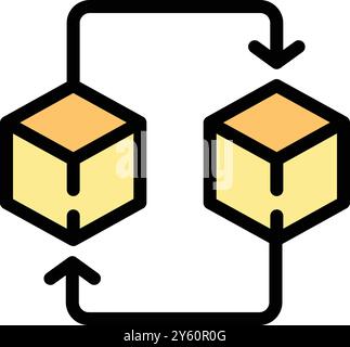 This vector illustration features a secure data exchange system transferring information between two points through blockchain technology Stock Vector
