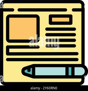Digital illustration of a web design project being edited with a digital pen, representing web design and development Stock Vector