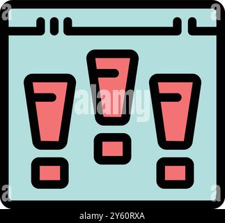 Website interface displaying important warning message with three exclamation marks, urging user attention and caution Stock Vector