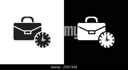 Briefcase with clock icon vector logo set collection or bundle pack group Stock Vector