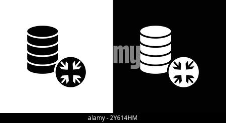 Shrink database icon vector logo set collection or bundle pack group Stock Vector