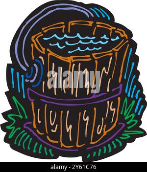 abstract wooden bucket isometric icon 3d vector illustration Stock Vector