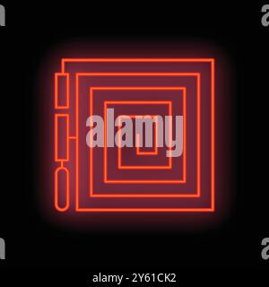 Neon red cpu chip processing data on a motherboard Stock Vector
