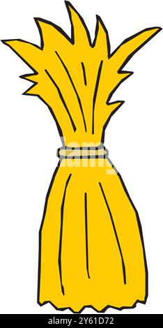corn haystack in rectangular bundle with ropes, countryside farm agriculture haystack vector illustration Stock Vector