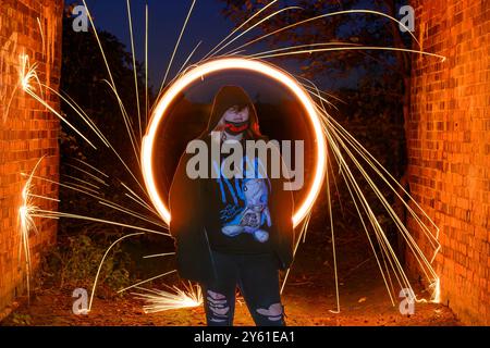 Wire Wool spinning Stock Photo