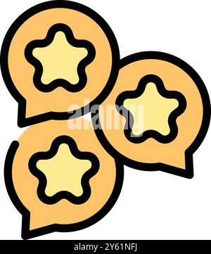 This icon represents customer feedback with three speech bubbles containing stars Stock Vector