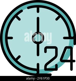 Simple clock face with the number 24 over it representing a full day service Stock Vector