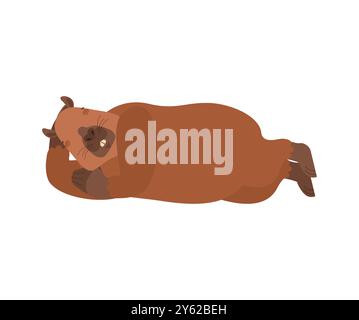 Capybara sleeping. rodent sleeping. Animal vector illustration Stock Vector