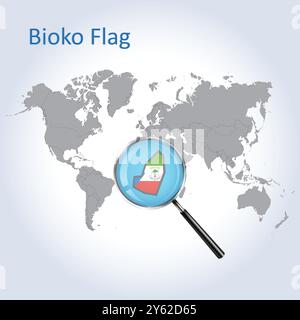 Equatorial Guinea Magnified Map and Flag, Equatorial Guinea Enlargement Maps Stock Vector