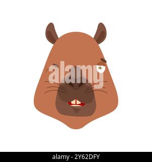 Capybara winks emoji avatar. Face rodent happy emotion. Vector illustration Stock Vector