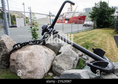 Admiralty anchor display at the port in St. John's, Newfoundland & Labrador, Canada Stock Photo