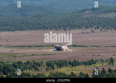 303rd Fs Whteman Afb A bomb hits its mark on the impact area from an A-10C Thunderbolt II ...