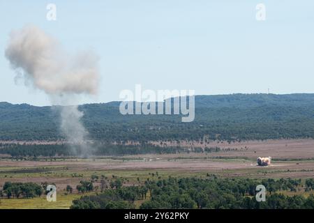 303rd Fs Whteman Afb A bomb hits its mark on the impact area from an A-10C Thunderbolt II ...
