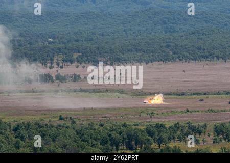 303rd Fs Whteman Afb A bomb hits its mark on the impact area from an A-10C Thunderbolt II ...
