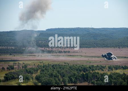 303rd Fs Whteman Afb A bomb hits its mark on the impact area from an A-10C Thunderbolt II ...