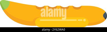 Yellow inflatable banana boat for pulling behind a motorboat, floating on water surface Stock Vector