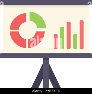 Presentation board is displaying a pie chart and a bar graph, representing data analysis for business purposes Stock Vector