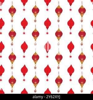 Vintage Christmas tree toys. Seamless pattern. Vector illustration on a white background. Stock Vector