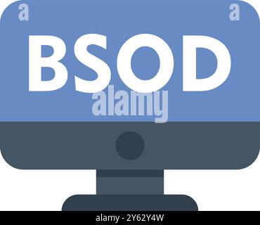 Desktop computer monitor is showing the blue screen of death error message Stock Vector