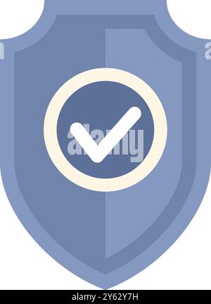 Blue shield is displaying a white check mark, conveying a sense of security and safety Stock Vector