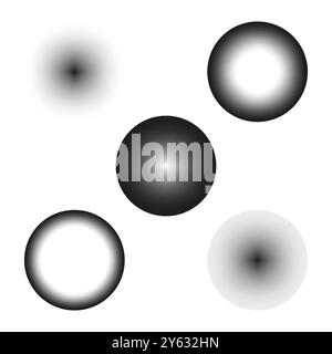 Blurred circle gradient. Abstract soft spheres. Faded black and white shapes. Minimal vector pattern. Stock Vector