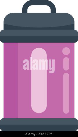 Simple icon of a tall pink trash can with a handle, ideal for illustrations about waste management Stock Vector