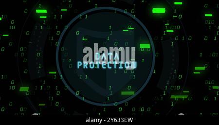 Binary code and digital interface image over green background Stock Photo