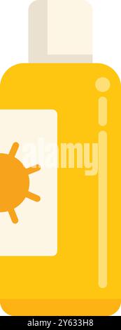 Yellow sunscreen bottle protecting skin from sunburn Stock Vector