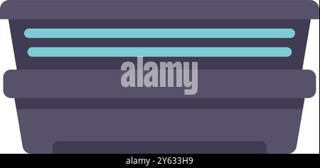 Rectangular empty plastic container with closed lid for storing, transporting, and organizing food Stock Vector