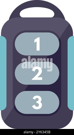 Electronic car key fob with three buttons for locking and unlocking a vehicle Stock Vector