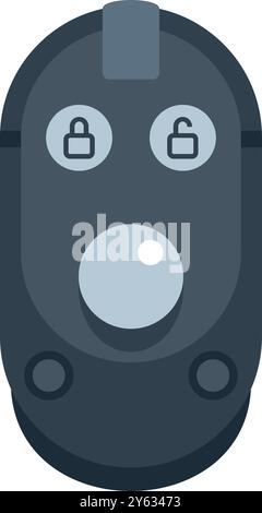 Modern car key fob with remote control buttons locking and unlocking vehicle doors Stock Vector