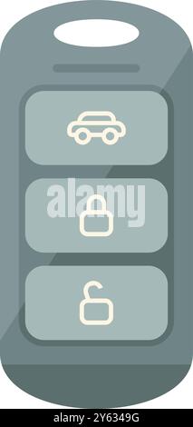 Car key fob with buttons for locking, unlocking, and opening the trunk or boot Stock Vector