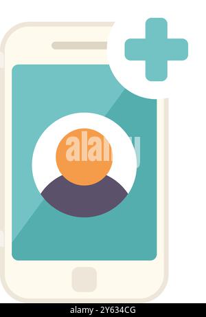 Smartphone is showing a new contact being added to the contact list Stock Vector