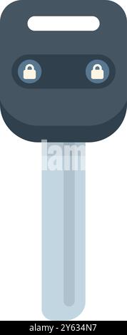 Modern car key with remote control locking system is shown with buttons for locking and unlocking Stock Vector