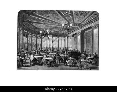 Le café de la Rotonde au Palais-Royal. Museum: PRIVATE COLLECTION. Author: Edouard Renard. Stock Photo