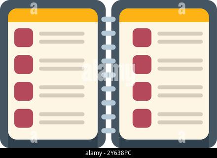 Open notebook with check mark boxes showing to do list, prioritizing tasks, managing work and organizing projects Stock Vector