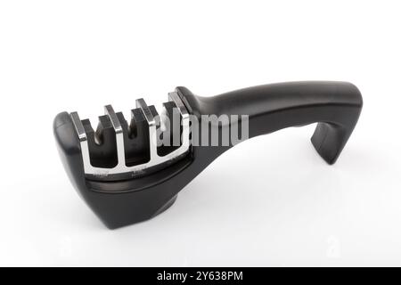 Black Kitchen Sharpener isolated on white background. Stock Photo