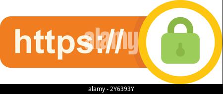 Https protocol symbol showing secure connection with padlock, concept for internet security Stock Vector