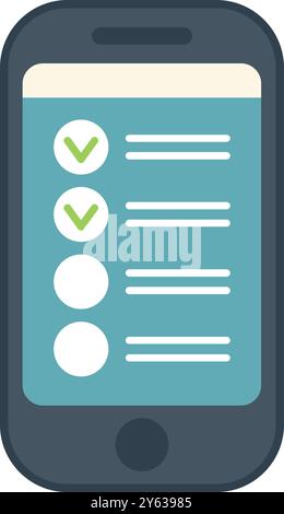 Smartphone is displaying a checklist app, highlighting the concept of task management, productivity, and organization using mobile devices Stock Vector