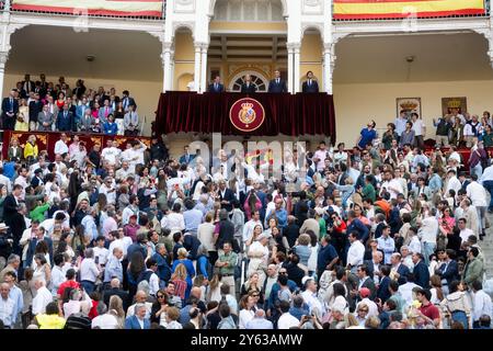 Madrid, 06/09/2024. Las Ventas bullring. Bullfight at the San Isidro Fair. Charity Run. Infanta Elena de Borbón presides over the bullfight. Photo: De San Bernardo. ARCHDC. Credit: Album / Archivo ABC / Eduardo San Bernardo Stock Photo