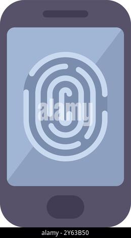 Smartphone is showing a fingerprint scanner for unlocking and verifying identity Stock Vector