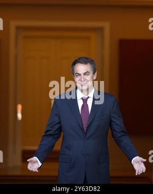 Madrid, 16/06/2011. The President of the Government, José Luis Rodríguez Zapatero, receives the Secretary General of NATO, Anders Fogh Rasmussen, at the Moncloa Palace. Photo: Jaime García. ARCHDC. Credit: Album / Archivo ABC / Jaime García Stock Photo