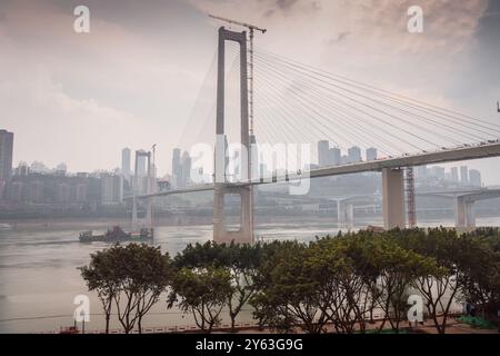 JANUARY 25, 2021, CHONGQING, CHINA: The bridge and business district of Chongqing, China Stock Photo