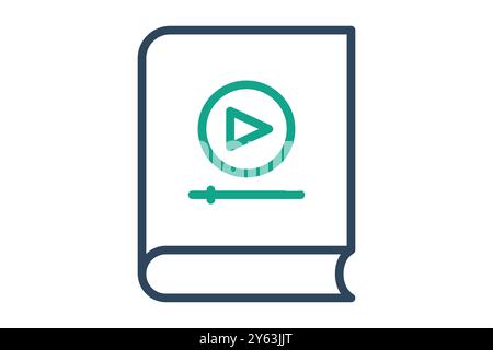 Tutorial icon. line icon style. book with play sign. icon related to online course. education elements vector illustration Stock Vector