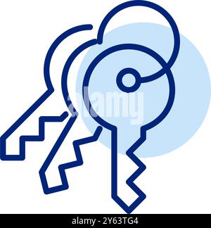 Bunch of house keys. Real estate deals or password manager app. Pixel perfect, editable stroke vector icon Stock Vector