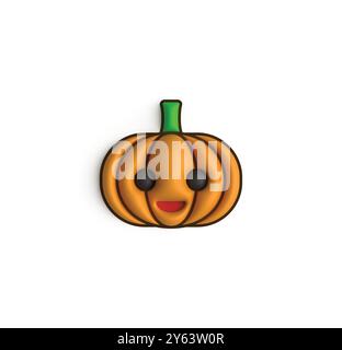cute smiling pumpkin halloween 3d illustration Stock Vector