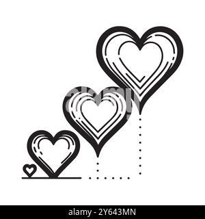 Black heart vector icons. Vector hearts for valentine day. Heart symbol. Heart sign. Stock Vector