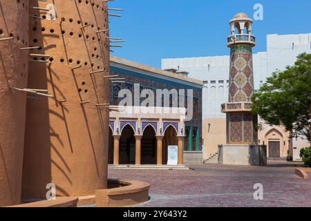 The Katara Mosque and minaret (designed world famous Turkish architect Zainab Fadil Oglu) at the Katara Cultural Village in Doha, Qatar Stock Photo