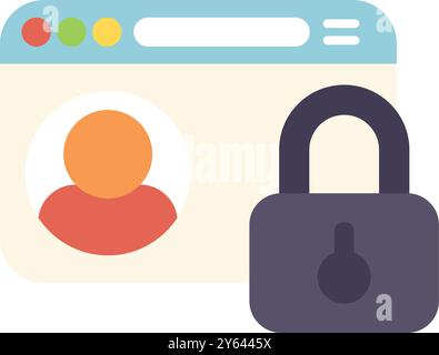Online registration form is being protected, providing secure access to personal data and account information Stock Vector