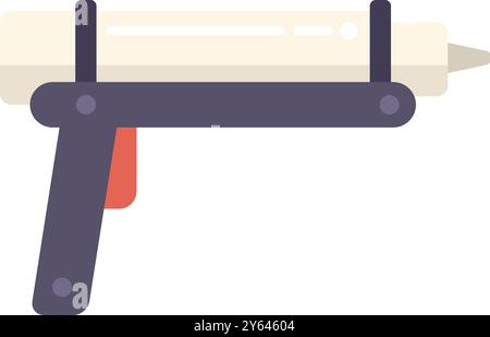 Glue gun isolated on white background, applying silicone for fixing or repairing something Stock Vector